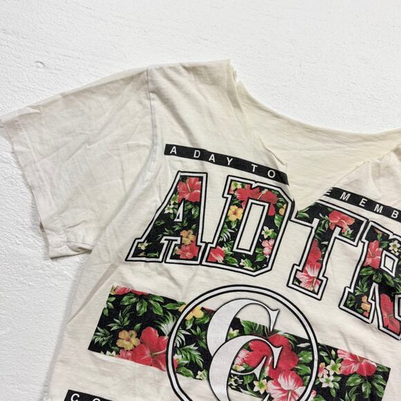 Upcycled A Day To Remember Floral Graphic Crop Tee, Size Medium - Picture 2 of 7